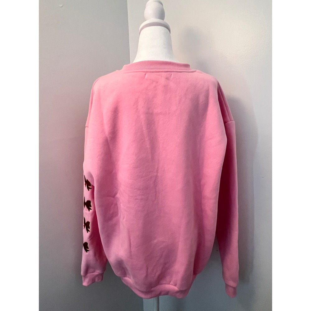 Simply Southern Merry Christmas Pink Sweatshirt XL Bow Sleeve Holiday Crewneck - Picture 5 of 7